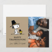 Peanuts | Happy Thanksgiving Pelgrims Feestdagenkaart (Voorkant / Achterkant)