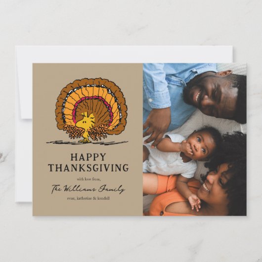Peanuts | Happy Thanksgiving Woodstock Turkije Feestdagenkaart (Voorkant)