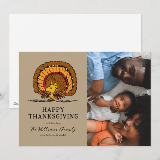 Peanuts | Happy Thanksgiving Woodstock Turkije Feestdagenkaart (Voorkant / Achterkant)