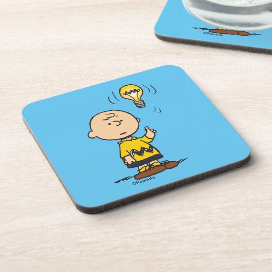 Peanuts | Het gloeilampidee van Charlie Brown Bier Onderzetter (Linkerzijde)