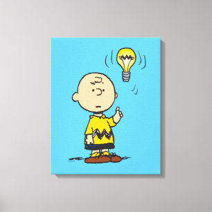 Peanuts   Het gloeilampidee van Charlie Brown Canvas Afdruk