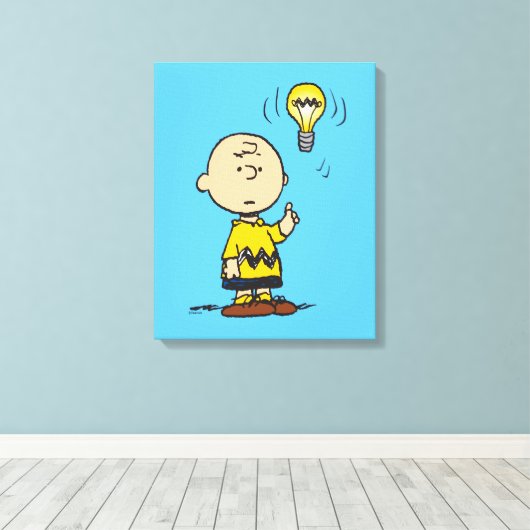 Peanuts | Het gloeilampidee van Charlie Brown Canvas Afdruk (Insitu (Houten vloer))