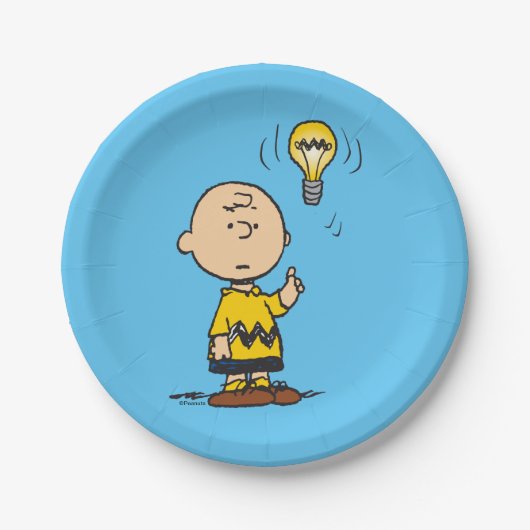 Peanuts | Het gloeilampidee van Charlie Brown Papieren Bordje (Voorkant)