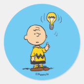 Peanuts | Het gloeilampidee van Charlie Brown Ronde Sticker (Voorkant)
