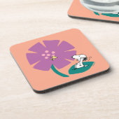 Peanuts | Het illustreren van Natuur Paarse Bloem Bier Onderzetter (Linkerzijde)