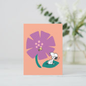 Peanuts | Het illustreren van Natuur Paarse Bloem Briefkaart (Staand voorkant)