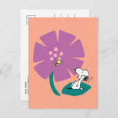 Peanuts | Het illustreren van Natuur Paarse Bloem Briefkaart (Voorkant / Achterkant)