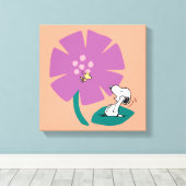 Peanuts | Het illustreren van Natuur Paarse Bloem Canvas Afdruk (Insitu (Houten vloer))