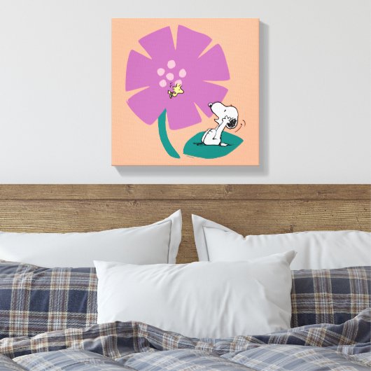 Peanuts | Het illustreren van Natuur Paarse Bloem Canvas Afdruk (Insitu (Slaapkamer))