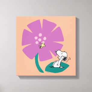 Peanuts Het illustreren van Natuur Paarse Bloem Canvas Afdruk