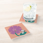 Peanuts | Het illustreren van Natuur Paarse Bloem Glazen Onderzetter (Schuin)