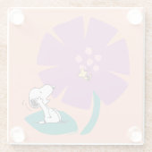 Peanuts | Het illustreren van Natuur Paarse Bloem Glazen Onderzetter (Achterkant)