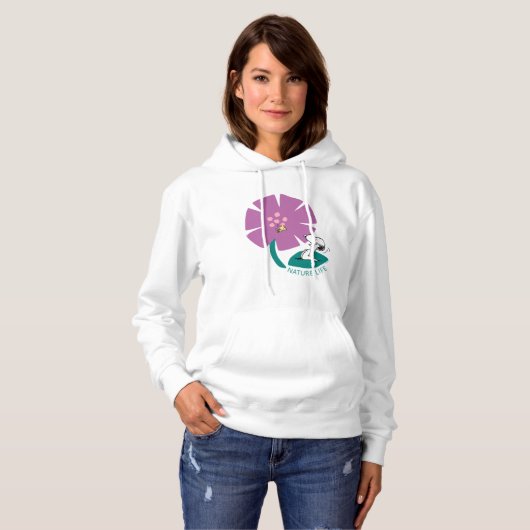 Peanuts | Het illustreren van Natuur Paarse Bloem Hoodie (Voorkant volledig)