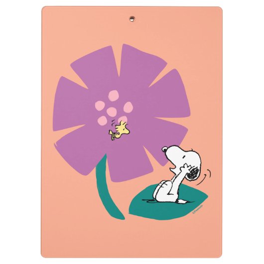 Peanuts | Het illustreren van Natuur Paarse Bloem Klembord (Achterkant)
