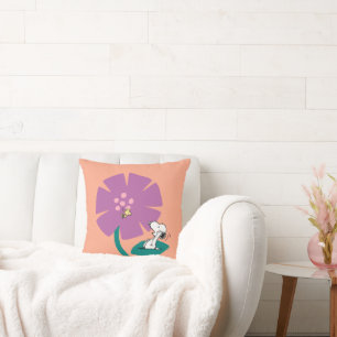 Peanuts Het illustreren van Natuur Paarse Bloem Kussen