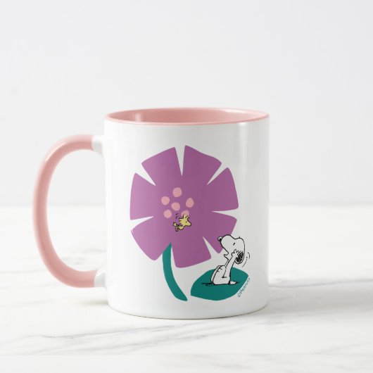 Peanuts | Het illustreren van Natuur Paarse Bloem Mok (Links)