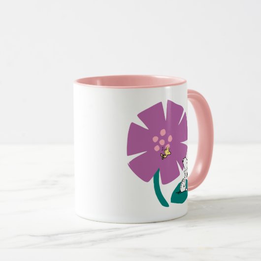 Peanuts | Het illustreren van Natuur Paarse Bloem Mok (Voorkant rechts)