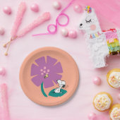 Peanuts | Het illustreren van Natuur Paarse Bloem Papieren Bordje (Feest)