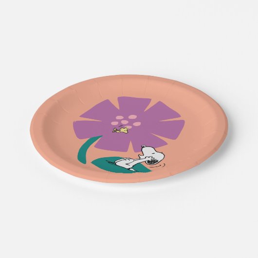 Peanuts | Het illustreren van Natuur Paarse Bloem Papieren Bordje (Gekanteld)