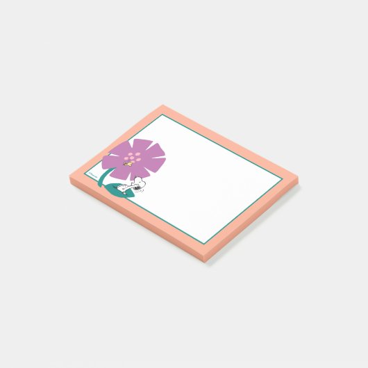 Peanuts | Het illustreren van Natuur Paarse Bloem Post-it® Notes (Schuin)
