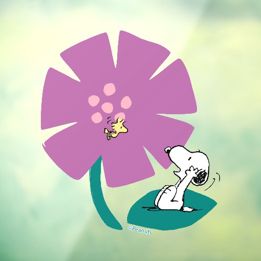 Peanuts | Het illustreren van Natuur Paarse Bloem Raamsticker (Vel 3)