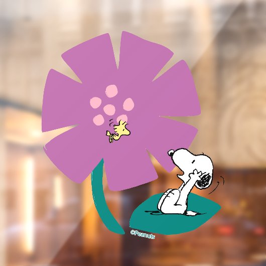 Peanuts | Het illustreren van Natuur Paarse Bloem Raamsticker (Vel 2)