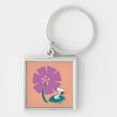 Peanuts | Het illustreren van Natuur Paarse Bloem Sleutelhanger (Voorkant)