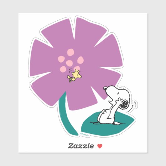 Peanuts | Het illustreren van Natuur Paarse Bloem Sticker (Vel)