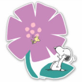 Peanuts | Het illustreren van Natuur Paarse Bloem Sticker (Voorkant)