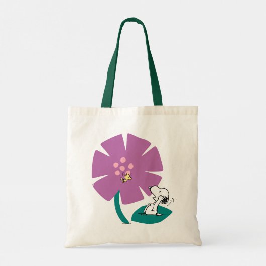 Peanuts | Het illustreren van Natuur Paarse Bloem Tote Bag (Achterkant)