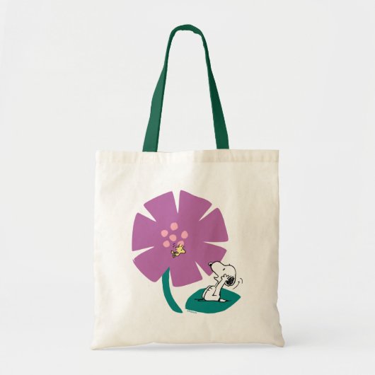 Peanuts | Het illustreren van Natuur Paarse Bloem Tote Bag (Voorkant)