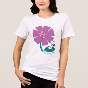 Peanuts   Het illustreren van Natuur Paarse Bloem Tri-Blend Shirt