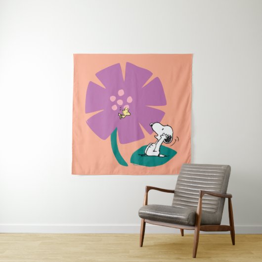 Peanuts | Het illustreren van Natuur Paarse Bloem Wandkleed (In situ)