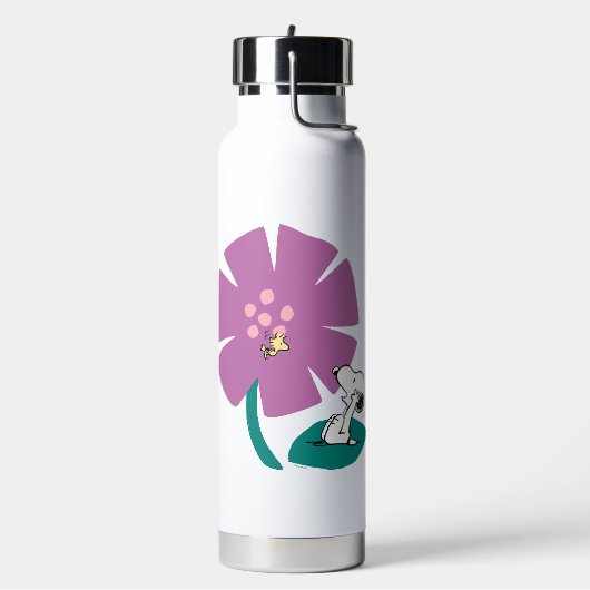 Peanuts | Het illustreren van Natuur Paarse Bloem Waterfles (Links)