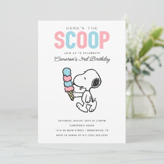 Peanuts | Hier is de Scoop - Ice Cream Verjaardag Kaart (Staand voorkant)