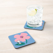 Peanuts | Illustratie Natuur roze bloem Bier Onderzetter (Rechterzijde)