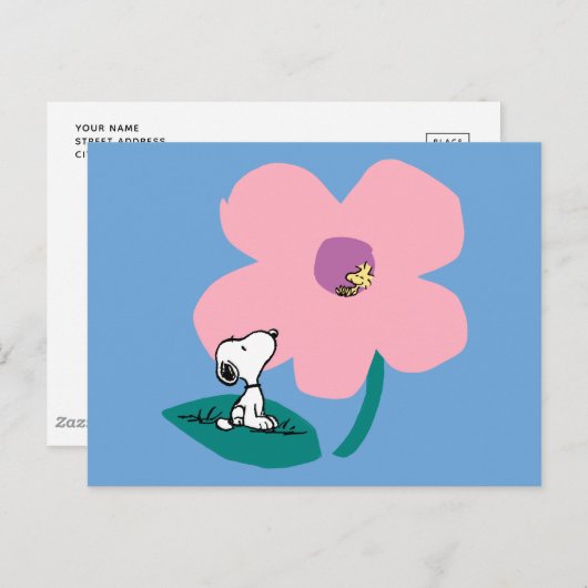 Peanuts | Illustratie Natuur roze bloem Briefkaart (Voorkant / Achterkant)