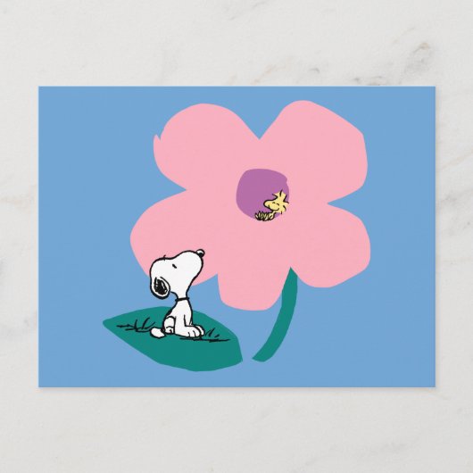 Peanuts | Illustratie Natuur roze bloem Briefkaart (Voorkant)