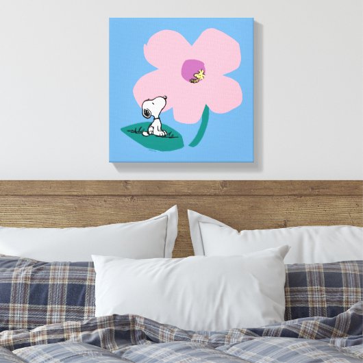 Peanuts | Illustratie Natuur roze bloem Canvas Afdruk (Insitu (Slaapkamer))