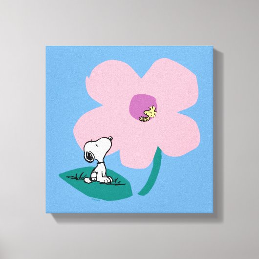 Peanuts | Illustratie Natuur roze bloem Canvas Afdruk (Voorkant)