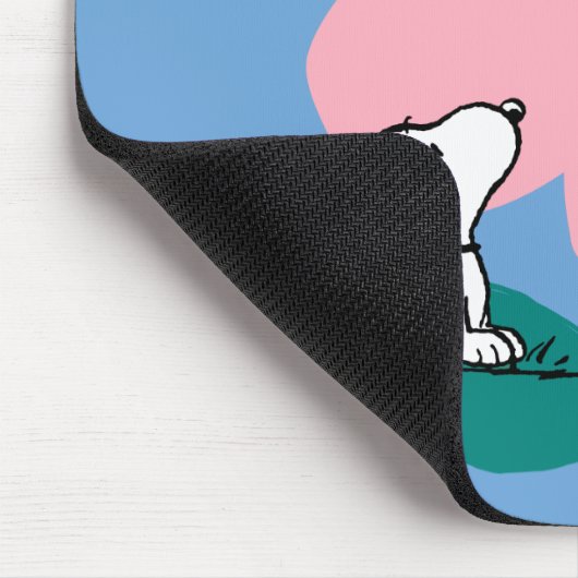 Peanuts | Illustratie Natuur roze bloem Muismat (Hoek)