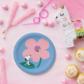 Peanuts | Illustratie Natuur roze bloem Papieren Bordje (Feest)