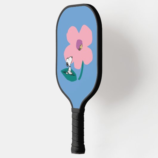 Peanuts | Illustratie Natuur roze bloem Pickleball Paddle (Links)