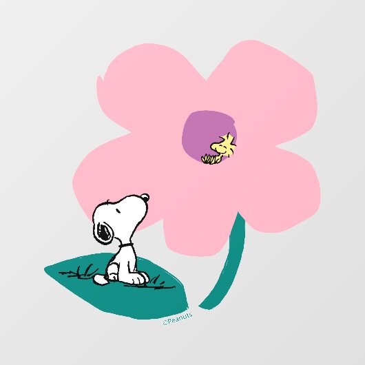 Peanuts | Illustratie Natuur roze bloem Raamsticker (Vel)