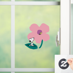 Peanuts Illustratie Natuur roze bloem Raamsticker