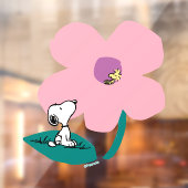 Peanuts | Illustratie Natuur roze bloem Raamsticker (Vel 2)