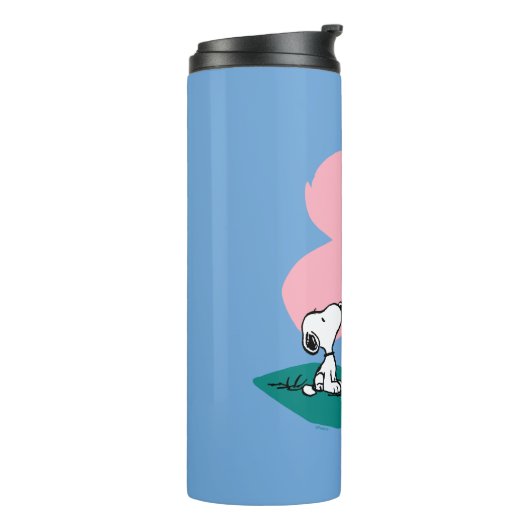 Peanuts | Illustratie Natuur roze bloem Thermosbeker (Gedraaid links)