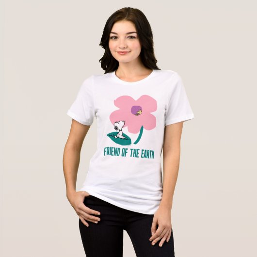 Peanuts | Illustratie Natuur roze bloem Tri-Blend Shirt (Voorkant volledig)