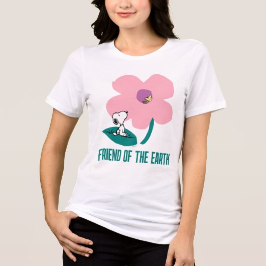 Peanuts | Illustratie Natuur roze bloem Tri-Blend Shirt (Voorkant)