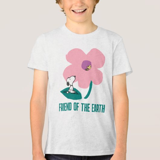 Peanuts | Illustratie Natuur roze bloem Tri-Blend Shirt (Voorkant)